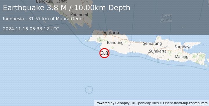 Earthquake Java, Indonesia (3.8 M) (2024-11-15 05:38:12 UTC)