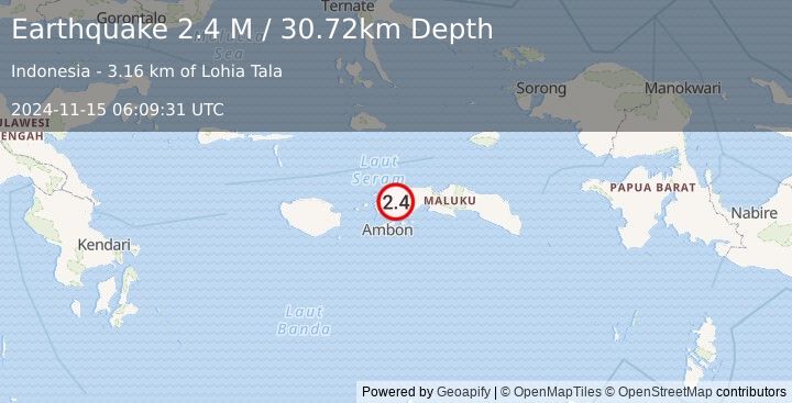 Earthquake Seram, Indonesia (2.4 M) (2024-11-15 06:09:31 UTC)