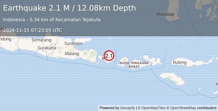 Earthquake Bali Region, Indonesia (2.1 M) (2024-11-15 07:23:05 UTC)