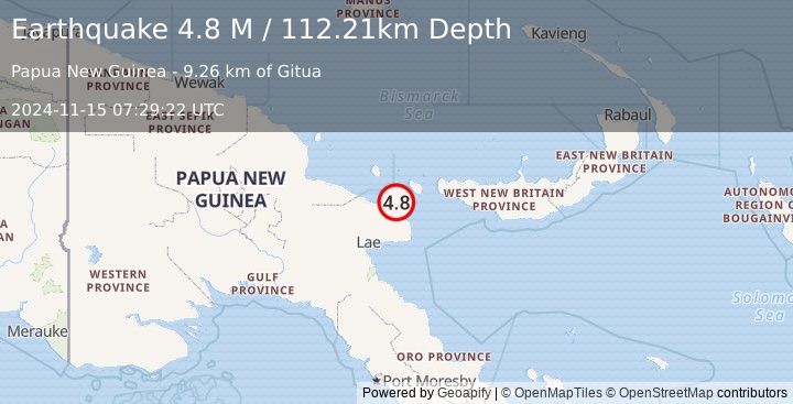 Earthquake Papua New Guinea Region (4.8 M) (2024-11-15 07:29:22 UTC)