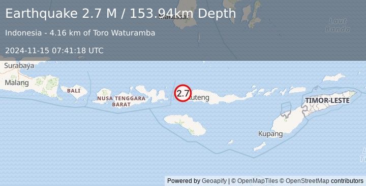 Earthquake Flores Region, Indonesia (2.7 M) (2024-11-15 07:41:18 UTC)