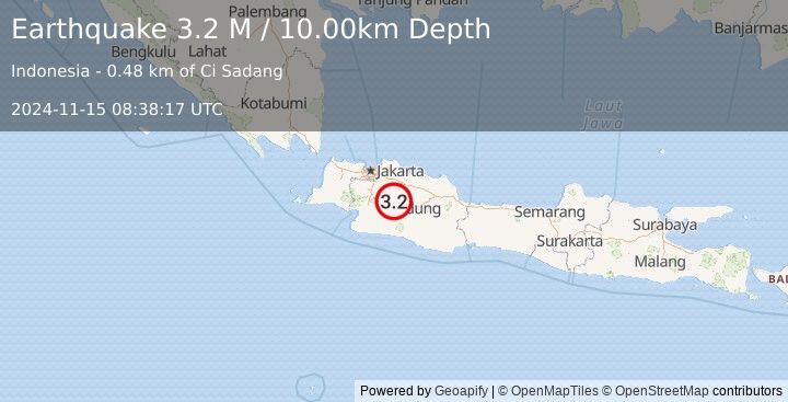 Earthquake Java, Indonesia (3.2 M) (2024-11-15 08:38:17 UTC)