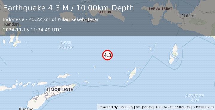 Earthquake Banda Sea (4.3 M) (2024-11-15 11:34:49 UTC)