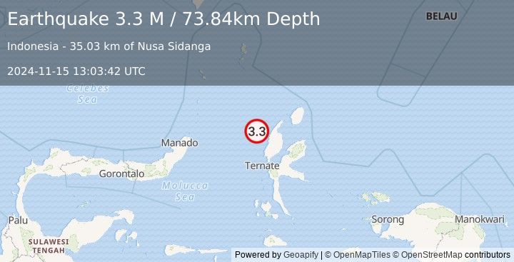 Earthquake Halmahera, Indonesia (3.3 M) (2024-11-15 13:03:42 UTC)