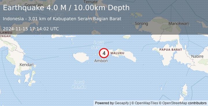 Earthquake Seram, Indonesia (4.0 M) (2024-11-15 17:14:02 UTC)