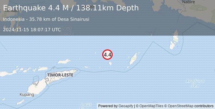 Earthquake Banda Sea (4.4 M) (2024-11-15 18:07:17 UTC)