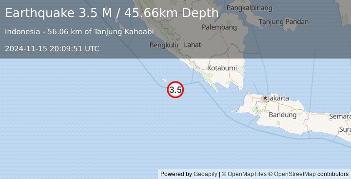 Earthquake Southern Sumatra, Indonesia (3.5 M) (2024-11-15 20:09:51 UTC)