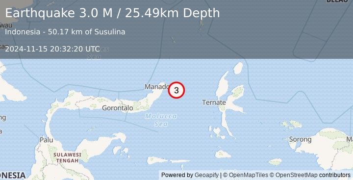 Earthquake Northern Molucca Sea (3.0 M) (2024-11-15 20:32:20 UTC)