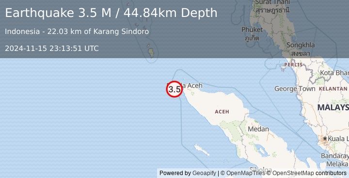 Earthquake Northern Sumatra, Indonesia (3.5 M) (2024-11-15 23:13:51 UTC)