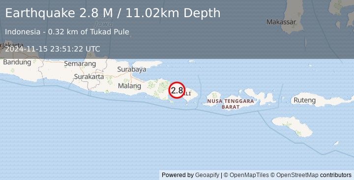 Earthquake Bali Region, Indonesia (2.8 M) (2024-11-15 23:51:22 UTC)