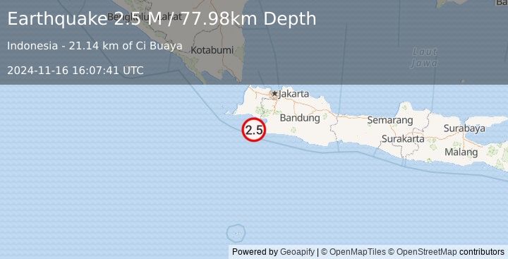 Earthquake Java, Indonesia (2.5 M) (2024-11-16 16:07:41 UTC)