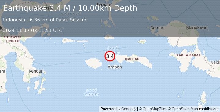 Earthquake Ceram Sea (3.4 M) (2024-11-17 03:11:51 UTC)