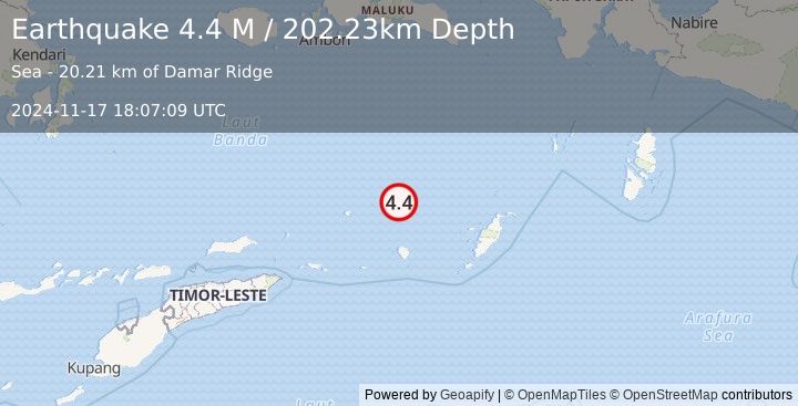 Earthquake Banda Sea (4.4 M) (2024-11-17 18:07:09 UTC)