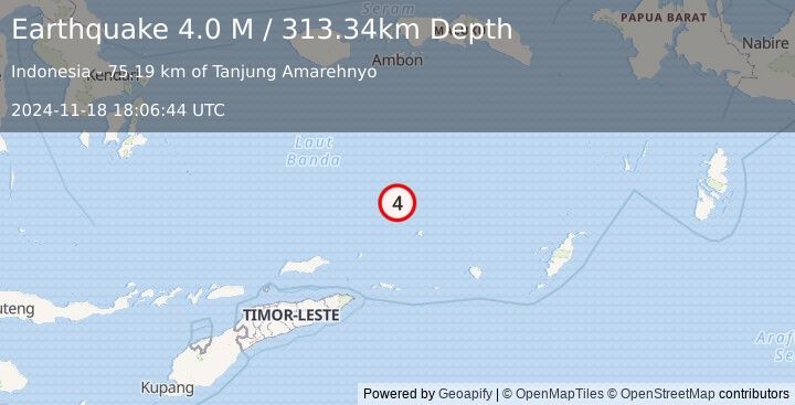 Earthquake Banda Sea (4.0 M) (2024-11-18 18:06:44 UTC)