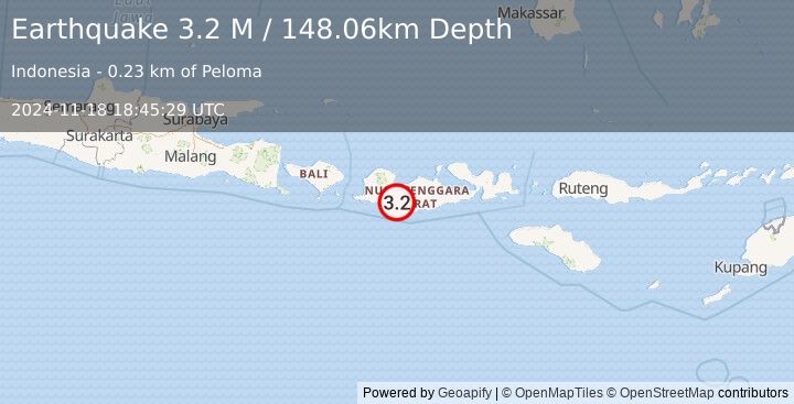 Earthquake Sumbawa Region, Indonesia (3.2 M) (2024-11-18 18:45:29 UTC)