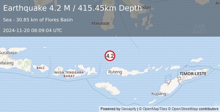 Earthquake Flores Sea (4.2 M) (2024-11-20 08:09:04 UTC)