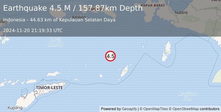 Earthquake Banda Sea (4.5 M) (2024-11-20 21:19:33 UTC)