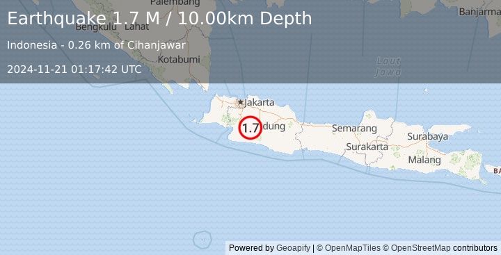 Earthquake Java, Indonesia (1.7 M) (2024-11-21 01:17:42 UTC)