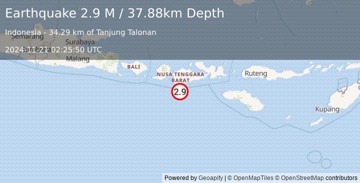 Earthquake Sumbawa Region, Indonesia (2.9 M) (2024-11-21 02:25:50 UTC)