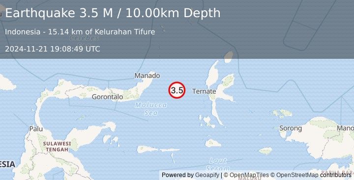 Earthquake Northern Molucca Sea (3.5 M) (2024-11-21 19:08:49 UTC)