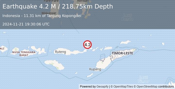 Earthquake Flores Sea (4.2 M) (2024-11-21 19:30:06 UTC)