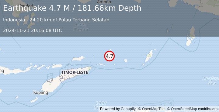 Earthquake Banda Sea (4.7 M) (2024-11-21 20:16:08 UTC)