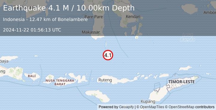 Earthquake Flores Sea (4.1 M) (2024-11-22 01:56:13 UTC)