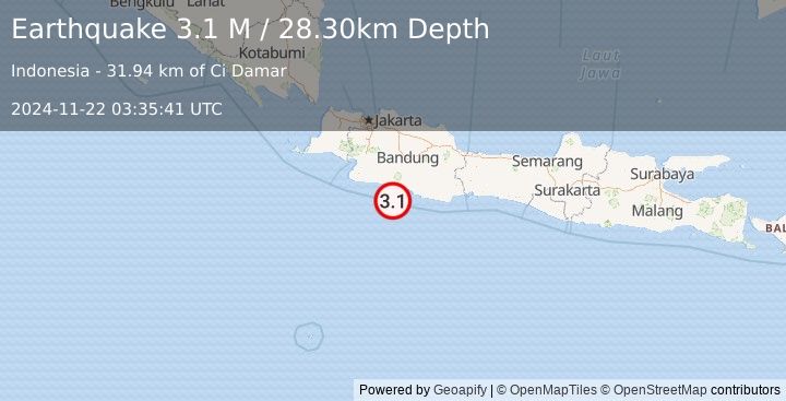 Earthquake Java, Indonesia (3.1 M) (2024-11-22 03:35:41 UTC)