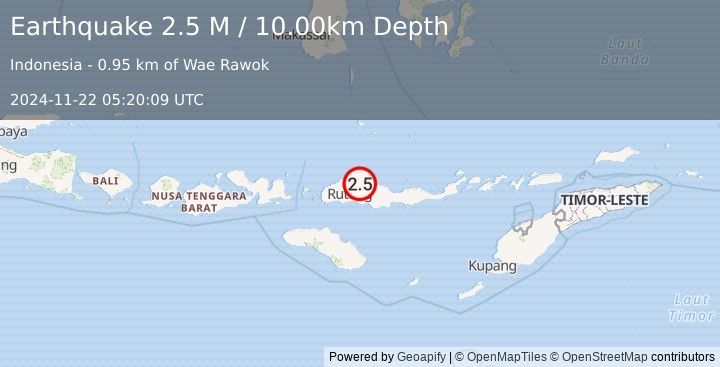 Earthquake Flores Region, Indonesia (2.5 M) (2024-11-22 05:20:09 UTC)