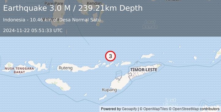 Earthquake Banda Sea (3.0 M) (2024-11-22 05:51:33 UTC)