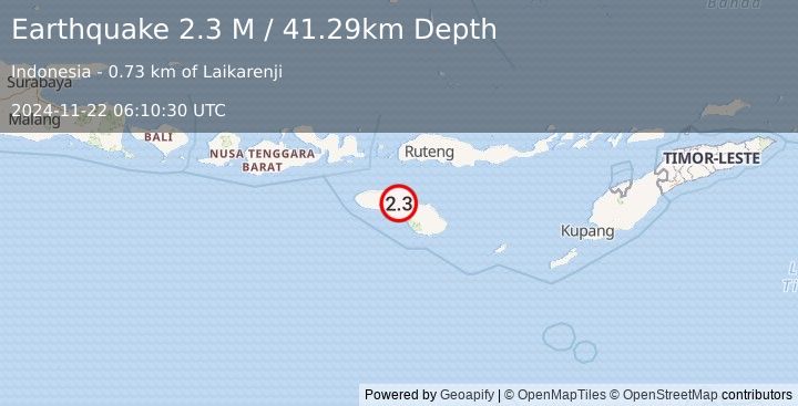 Earthquake Sumba Region, Indonesia (2.3 M) (2024-11-22 06:10:30 UTC)