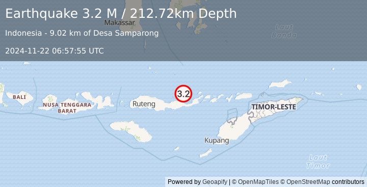 Earthquake Flores Region, Indonesia (3.2 M) (2024-11-22 06:57:55 UTC)