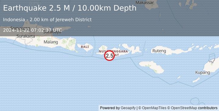 Earthquake Sumbawa Region, Indonesia (2.5 M) (2024-11-22 07:02:37 UTC)