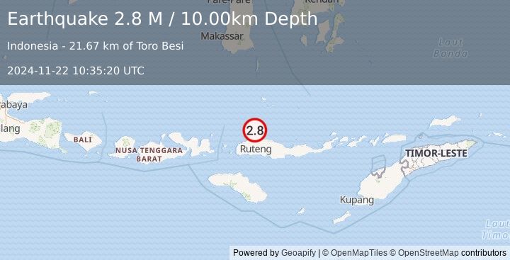 Earthquake Flores Region, Indonesia (2.8 M) (2024-11-22 10:35:20 UTC)