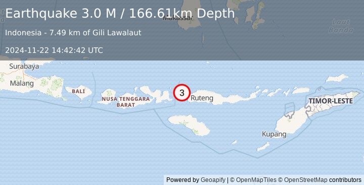 Earthquake Flores Region, Indonesia (3.0 M) (2024-11-22 14:42:42 UTC)