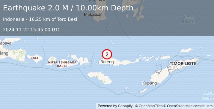 Earthquake Flores Region, Indonesia (2.0 M) (2024-11-22 15:45:00 UTC)