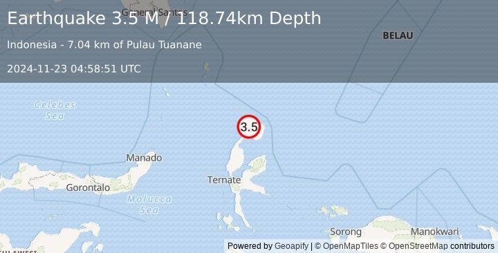 Earthquake Halmahera, Indonesia (3.5 M) (2024-11-23 04:58:51 UTC)