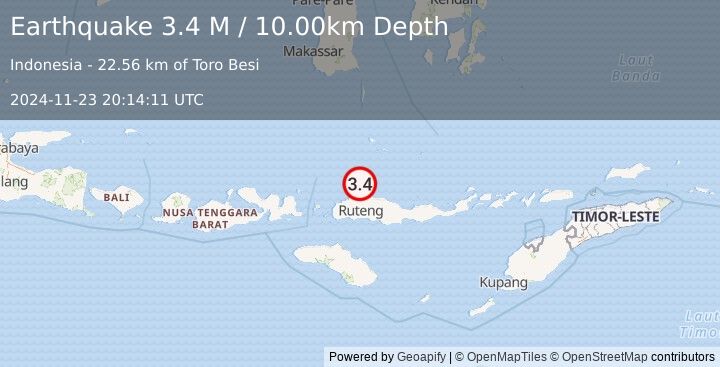 Earthquake Flores Region, Indonesia (3.4 M) (2024-11-23 20:14:11 UTC)