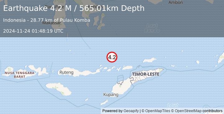 Earthquake Banda Sea (4.2 M) (2024-11-24 01:48:19 UTC)