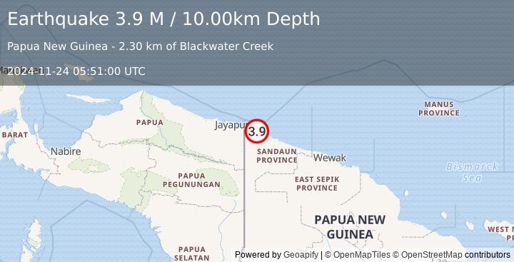 Earthquake Near North Coast of Papua New Guinea (3.9 M) (2024-11-24 05:51:00 UTC)