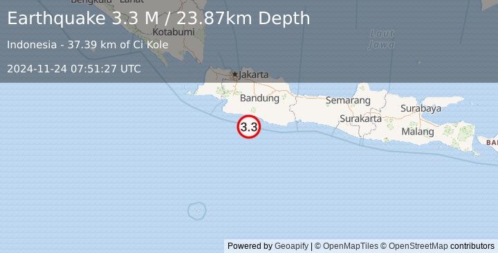 Earthquake Java, Indonesia (3.3 M) (2024-11-24 07:51:27 UTC)