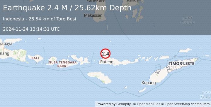 Earthquake Flores Region, Indonesia (2.4 M) (2024-11-24 13:14:31 UTC)