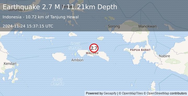 Earthquake Seram, Indonesia (2.7 M) (2024-11-24 15:37:15 UTC)