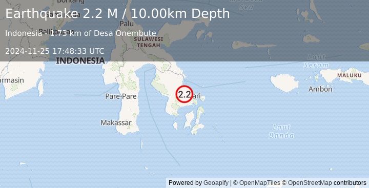 Earthquake Sulawesi, Indonesia (2.2 M) (2024-11-25 17:48:33 UTC)