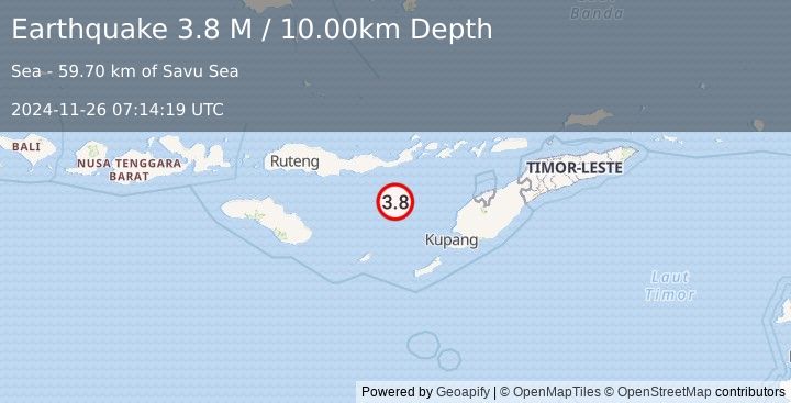 Earthquake Savu Sea (3.8 M) (2024-11-26 07:14:19 UTC)