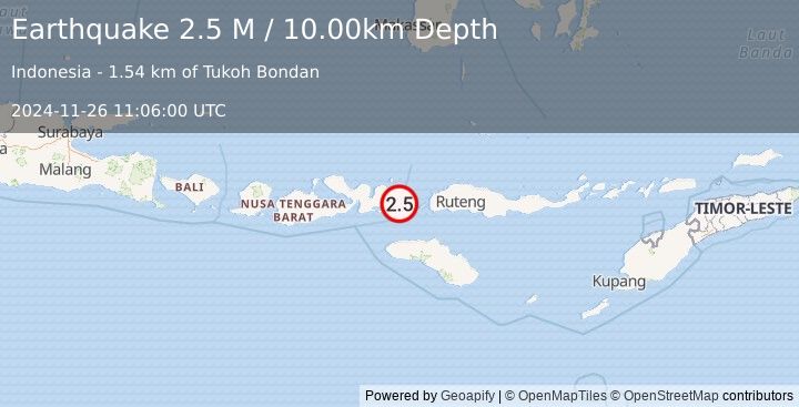 Earthquake Flores Region, Indonesia (2.5 M) (2024-11-26 11:06:00 UTC)