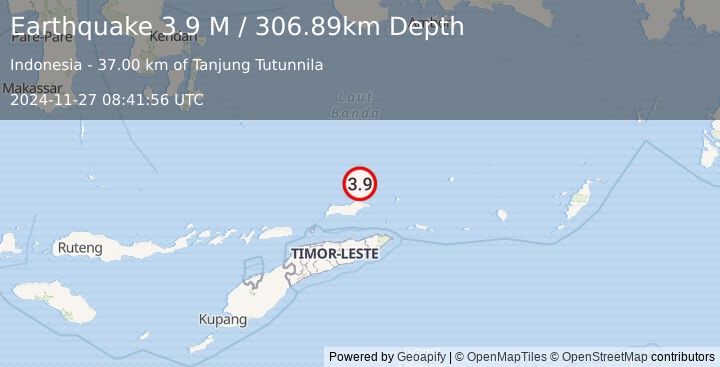 Earthquake Banda Sea (3.9 M) (2024-11-27 08:41:56 UTC)