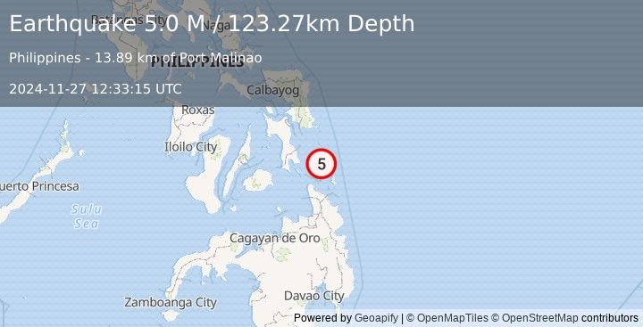 Earthquake Leyte, Philippines (5.0 M) (2024-11-27 12:33:15 UTC)