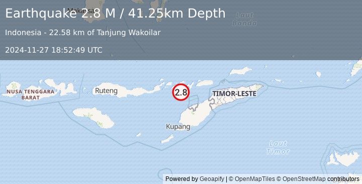 Earthquake Flores Region, Indonesia (2.8 M) (2024-11-27 18:52:49 UTC)