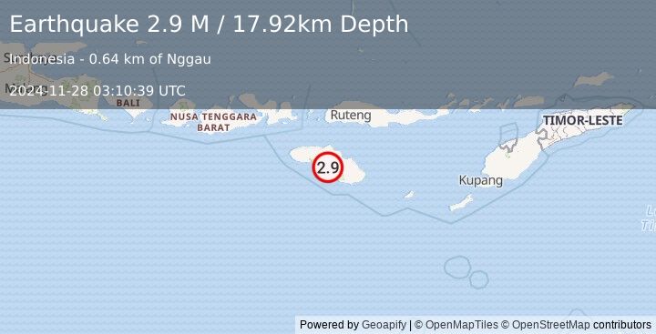 Earthquake Sumba Region, Indonesia (2.9 M) (2024-11-28 03:10:39 UTC)